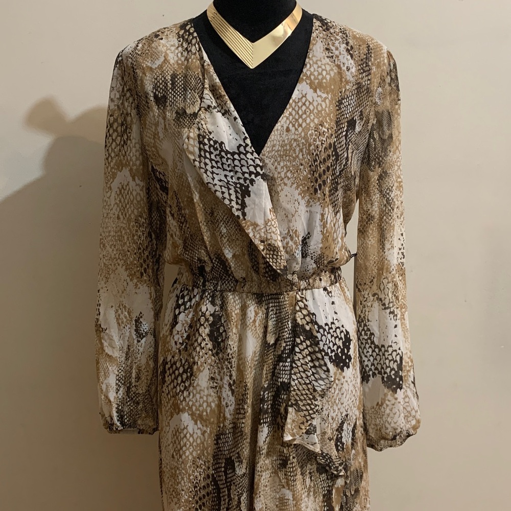 Snake Print Long Sleeve Dress